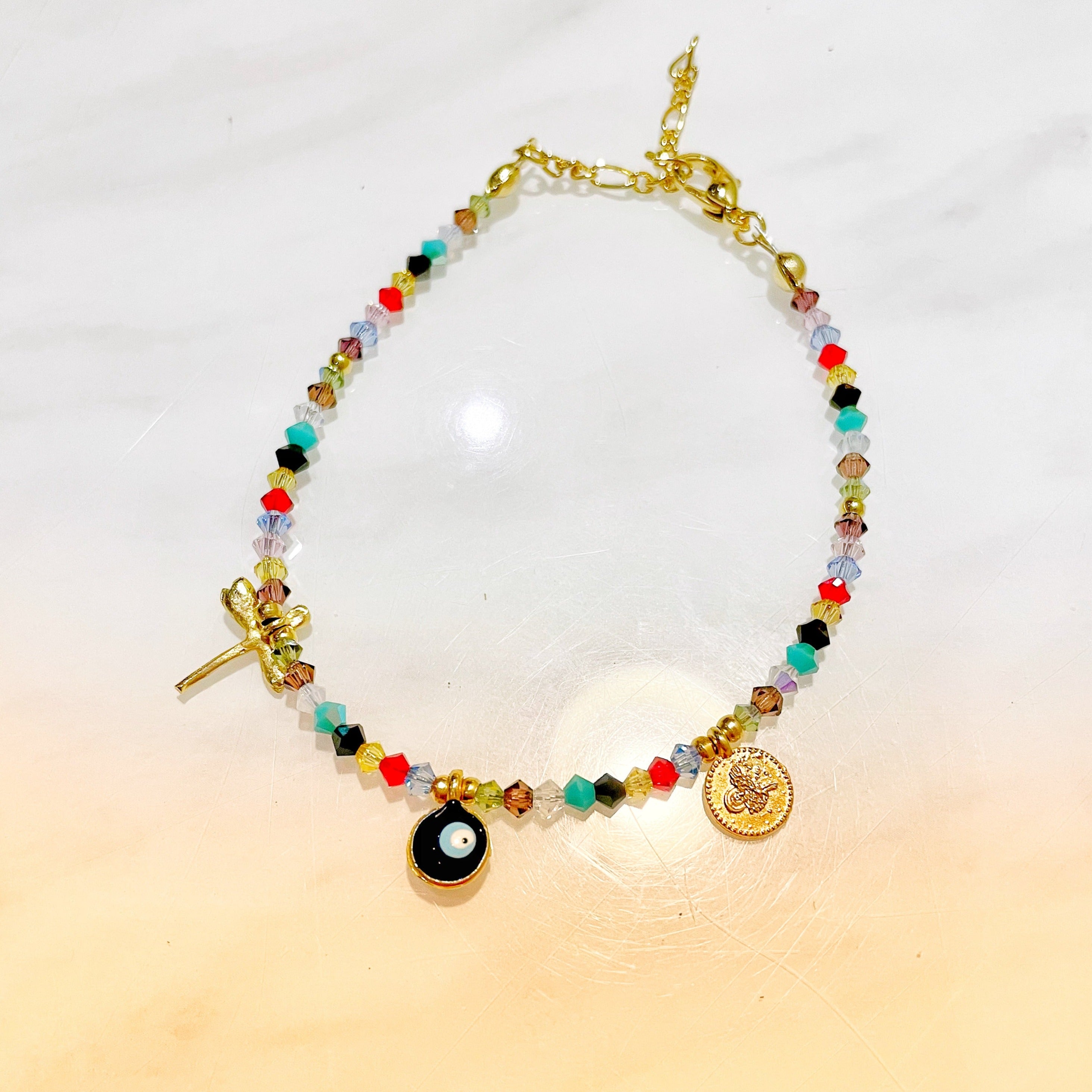 SMILEY CHARM W/MULTI COLORED CRYSTALS SMILEY CHARM W/MULTI COLORED CRYSTALS