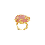 Gold Rose Pink Quartz Ring