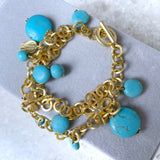 Gold Anastasia Turquoise Charm Bracelet