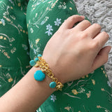 Gold Anastasia Turquoise Charm Bracelet