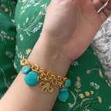 Gold Anastasia Turquoise Charm Bracelet