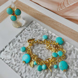 Gold Anastasia Turquoise Charm Bracelet