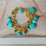 Gold Anastasia Turquoise Charm Bracelet